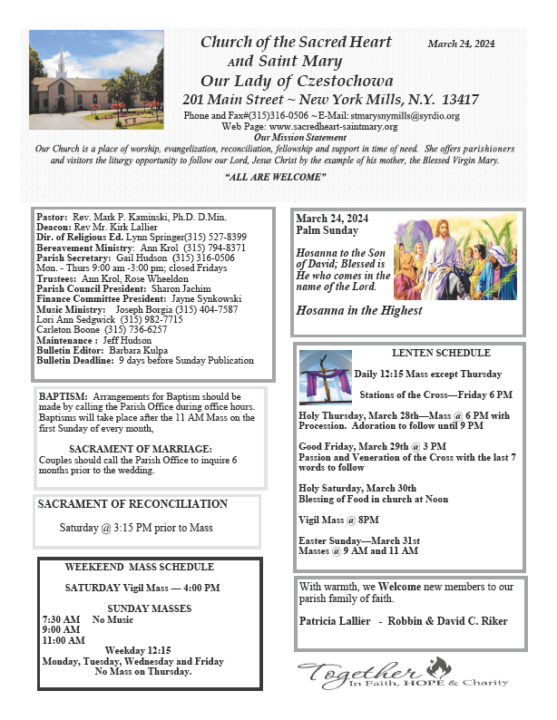 Sacred Heart St. Mary New York Mills New York Parishes Online